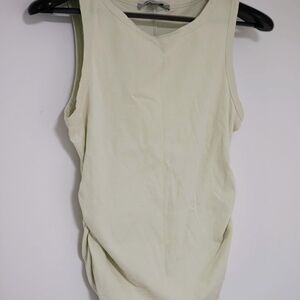 AllSaints Light Green Sleeveless Tank | Ruched Side Top Medium